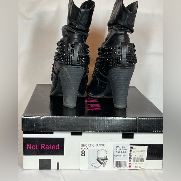 Not Rated pleather black booties with black studs size 8 - Picture 3 of 6